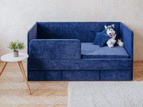 Диван-кровать Happy (синий) в Минусинске - minusinsk.mebel-nsk.ru | фото