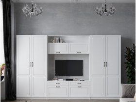 Модульная стенка Апполия (белый/белый дуб) в Минусинске - minusinsk.mebel-nsk.ru | фото