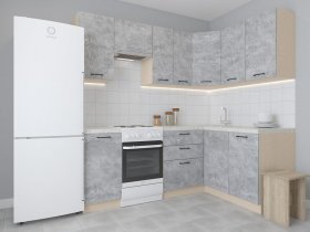 Модульная угловая кухня 1,4м*2,1м Лада (цемент) в Минусинске - minusinsk.mebel-nsk.ru | фото