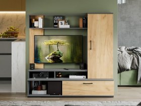 Стенка «Сиена» (графит серый/дуб крафт золотой) в Минусинске - minusinsk.mebel-nsk.ru | фото